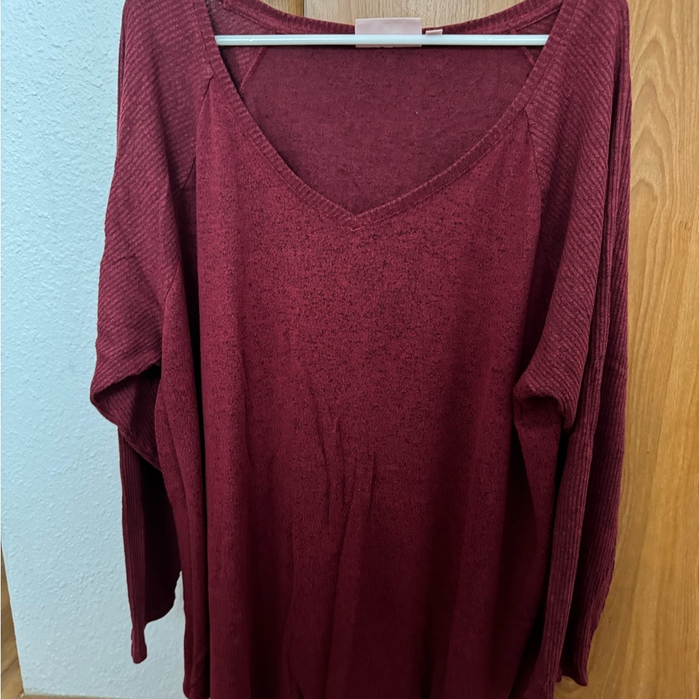 EVRI Deep Red Long Sleeve Top
